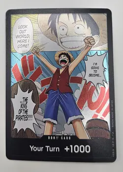 Namco One Piece CCG Monkey D. Luffy Don!! Card Alternate Art Holo Romance Dawn - Image 1