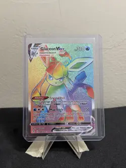 Pokemon Card Glaceon Vmax 208/203 Evolving Skies Rainbow Secret Rare Full Art NM - Image 1