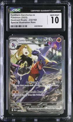 CGC 10 Cynthia's Garchomp ex 232/182 Holo SIR Destined Rivals Pokemon Card - Image 1