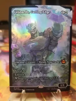 MTG Leonardo, Cutting Edge M 0281 Showcase) Teenage Mutant Ninja Turtles Foil NM - Image 1