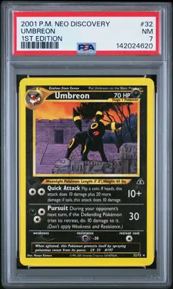 2001 POKEMON NEO DISCOVERY 1ST ED #32 UMBREON PSA 7 - Image 1