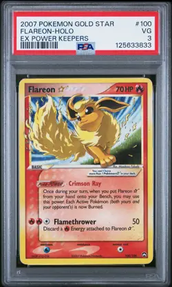 2007 POKEMON EX POWER KEEPERS GOLD STAR #100 FLAREON-HOLO PSA 3 - Image 1