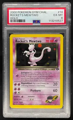 2000 Pokemon Gym Challenge 1st Edition Rocket's Mewtwo Holo PSA 6 EX-MT #14/132 - Image 1