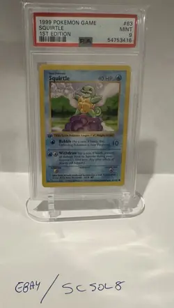 1999 POKEMON BASE SET 1ST EDITION #63 SQUIRTLE PSA 9 - Image 1