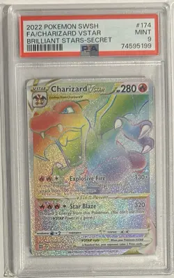 2022 Pokemon SWSH FA/Charizard VSTAR Brilliant Stars-Secret #174 PSA 9 - Image 1