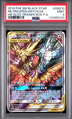 2019 POKEMON SM HIDDEN FATES ETB FULL ART/MOLTRES & ZAPDOS & ARTICUNO GX PSA 9 - Image 1