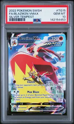 2022 POKEMON SWORD & SHIELD SILVER TEMPEST #TG15 FULL ART/BLAZIKEN VMAX PSA 10 - Image 1
