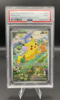 Pokemon TCG Pikachu Paldea Adventure Chest SVP 088 Black Star Promo PSA 9 - Image 1