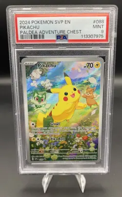 Pokemon TCG Pikachu Paldea Adventure Chest SVP 088 Black Star Promo PSA 9 - Image 2
