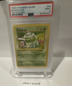 1999 POKEMON BASE SET 1ST EDITION #44 BULBASAUR SHADOWLESS - PSA 9 Mint - Image 1