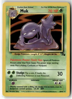 Muk ⭐ 28/62 Rare Fossil 1999 Pokemon LP - Image 1