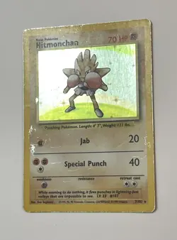 Hitmonchan 7/102 Base Set Holo Unlimited Holo Rare Card HP Heavy Play - Image 2