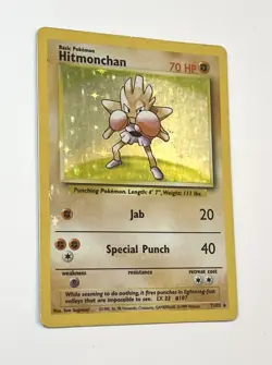 Hitmonchan 7/102 Base Set Holo Unlimited Holo Rare Card HP Heavy Play - Image 3