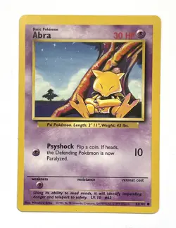 Abra 43/102 Base Set Pokemon Card - LP Miscut Off Center OFC Error Light Play - Image 1