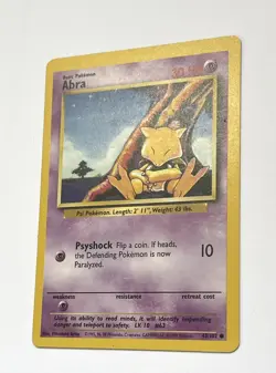 Abra 43/102 Base Set Pokemon Card - LP Miscut Off Center OFC Error Light Play - Image 2