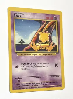 Abra 43/102 Base Set Pokemon Card - LP Miscut Off Center OFC Error Light Play - Image 3