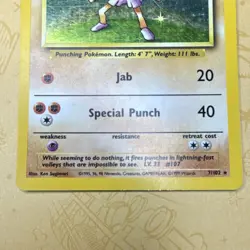 Pokemon Hitmonchan Base Set 7/102 Holo Rare 70 HP Fighting Card - Image 3