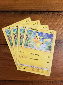 4X PIKACHU 19/68 Battle Academy Stamped Hidden Fates Pokemon Card Near Mint - Image 2