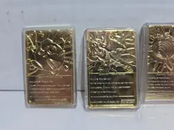 23K Gold Plated CHARIZARD, JIGGLYPUFF, PIKACHU, POLIWHIRL Trading Card 1999... - Image 5