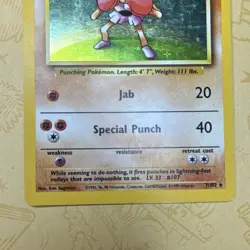 Pokemon Hitmonchan Base Set Holo Rare 70 HP 7/102 Wizards 1999 TCG Card - Image 2