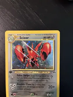 Scizor 10/75 Holo Rare Neo Discovery First Edition Holo Pokemon Card MP - Image 2