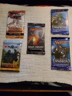 5 Magic the Gathering Pack Bundle Lot English SEALED Booster Packs - Image 1