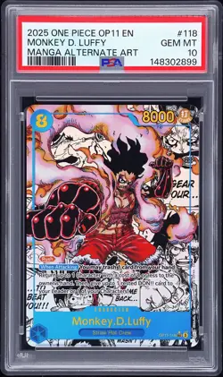 2025 ONE PIECE OP11-A FIST OF DIVINE SPEED #118 MONKEY D. LUFFY PSA 10 - Image 1