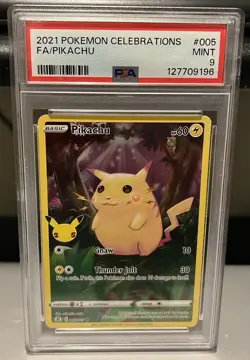 Pokemon 2021 Celebrations Pikachu Full Art Card 005/025 PSA 9 - Image 1
