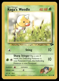 Pokemon Cards Koga's Weedle 82/132 Unlimited Gym Challenge WOTC Common LP - Image 1