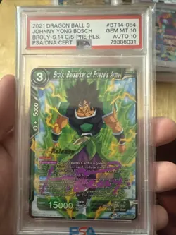 PSA 10 Signed Auto Dragon Ball Super Broly Pre Release Card Johnny Yong Bosch - Image 1
