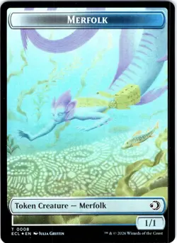 MTG TCG Merfolk / Shapeshifter Foil Token Lorwyn Eclipsed ECL NM Blue - Image 2