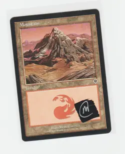 Magic the Gathering ~ Mountain (343) ~ M/NM ~ Invasion ~ Signed by Artist - Image 1