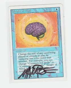 Magic the Gathering ~ MTG 1x Sleight of Mind ~ MP ~ REVISED ~ Signed by Artist 2 - Image 1