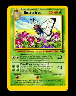 1999 Pokemon BUTTERFREE Jungle Set OC ERROR Unlimited Edition Card 33/64 - MINT - Image 1
