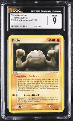 CGC 9 MINT Ditto [Geodude] 2005 EX Delta Species 62/113 Pokemon Card - Image 1