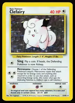 Clefairy 5/102 Holo Rare Base Set Pokemon Card - Image 1
