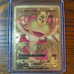 Meowth VMAX Pokemon Gold Foil Card Fan Art HP300 - Image 1
