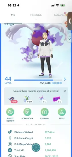 Pokemon Go (Stage 44) Shiny Shadow Legendary Lugia ( 20 Legendarys) - Image 1
