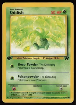 ODDISH 63/82 COMMON TEAM ROCKET POKEMON 1ST EDITION HP - Image 1
