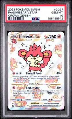 Simisear VStar - Pokemon Crown Zenith gg37 - PSA 10 - Image 1