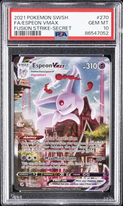 2021 POKEMON SWORD & SHIELD FUSION STRIKE SECRET FULL ART/ESPEON VMAX PSA 10 - Image 1