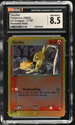 CGC 8.5 Torchic 2003 EX Dragon 77/97 Reverse Holo Pokemon Card - Image 1