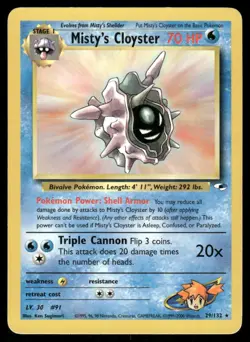 Pokemon Cards Misty's Cloyster 29/132 Unlimited Gym Heroes WOTC Rare MP - Image 1