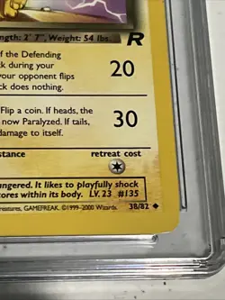 2000 Pokemon Rocket Dark Jolteon #38 1st Edition CGC 7 Near Mint Graded Vintage - Image 5