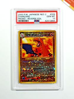 Pokemon PSA 10 Charizard #006 Reverse Foil Neo 2 Jap Promo 2000 Japanese - Image 1