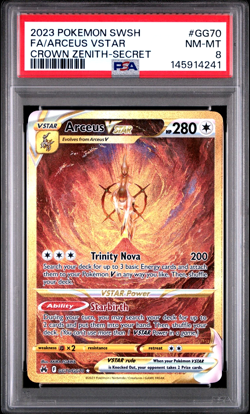 PSA 8 NM 2023 Pokemon SwSh Arceus VSTAR Crown Zenith Secret Rare GG70 - Image 1