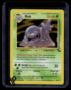 Muk 13/62 Fossil Unlimited - Holo Rare - WOTC Pokemon Card MP - Image 1
