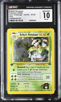 CGC 10 ERROR Erika's Venusaur Gym Challenge 1st Edition 4/132 Holo Pokemon Card - Image 1