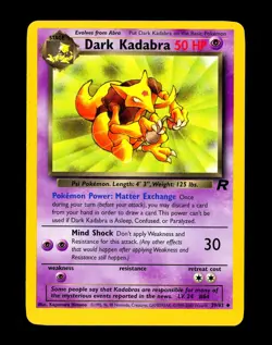 2000 Pokemon KADABRA Team Rocket OC ERROR Unlimited Edition MISPRINT Card 39/82 - Image 1