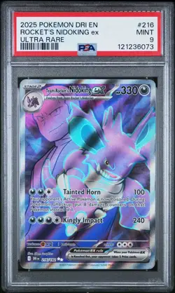 Pokemon Destined Rivals 216 Team Rocket's Nidoking EX Ultra Rare PSA 9 Card MINT - Image 1